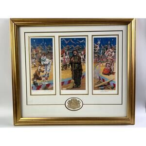 Emmett Kelly in the spotlight Commemorative Signed Edition Tryptich 21x24in 8329